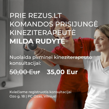 Nuolaida pirminei kineziterapeuto konsultacijai